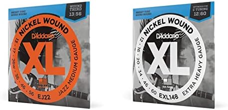 D'Addario Guitar Strings - XL Nickel Electric Guitar Strings - EJ21 - Perfect Intonation, Consistent Feel, Reliable Durability - For 6 String Guitars - 12-52 Jazz Light