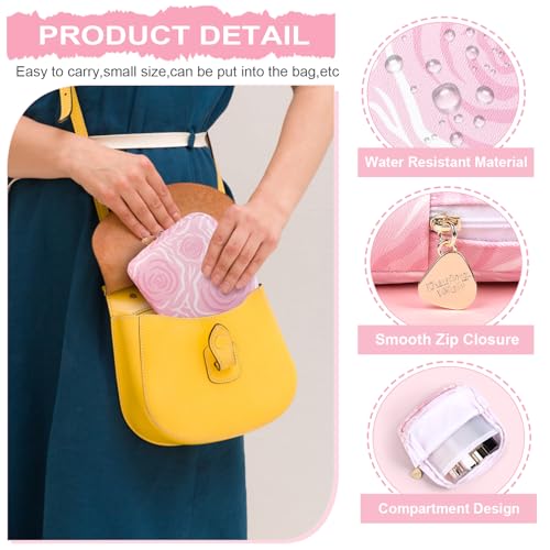 Image of Sanitary Pad Storage Bag Portable Period Bag for Teen Pads /Sanitary Napkins /Small Tampons, Sanitary Napkin Storage Bag First Period Gifts for Teen Girls (Pink Rose Bowknot)