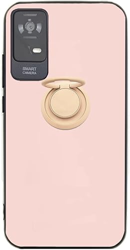 Miniatura 2 de Funda para TCL ION V, TCL ION X, funda delgada y flexible de TPU sólido con soporte de anillo giratorio 360 grados, protección de pie de cabra de
