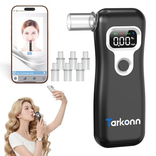 Smart Personal Breathalyzer - 8MM Fuel Cell Sensor Alcohol Tester with Bluetooth App, Portable Pocket Size for Personal Accountability & Social Safety, Real-Time Tracking, 6 Mouthpieces