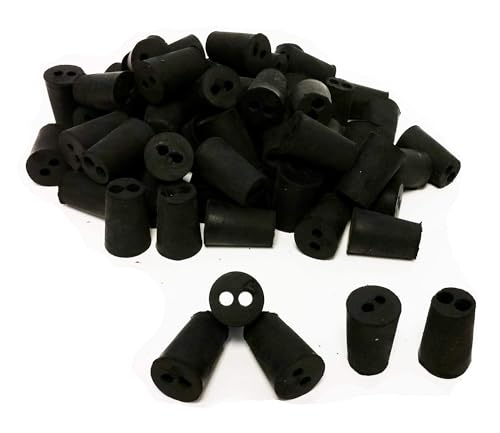 GSC International RS-0-2 Rubber Stoppers, Size 0, Drilled 2-Holes (1-Pound Pack),Black