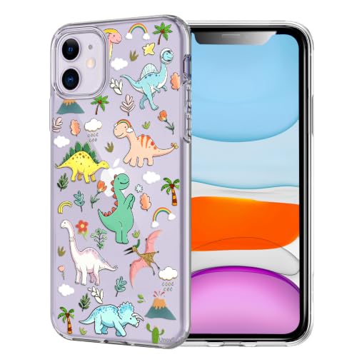 Unov for iPhone 11 Case, Clear with Embossed Design, Dinosaur Land