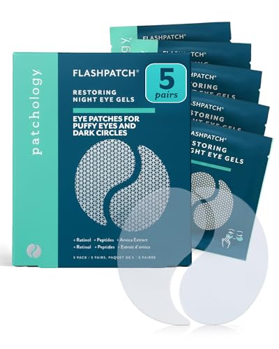 Patchology Restoring Eye Gel Patches with Retinol & Collagen - Eye Masks for Dark Circles, Puffy Eyes & Wrinkles - Anti-Aging Overnight Eye Pads Set - Brighten Skin Care for Eye Bags (5 Pairs)