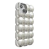 Caseative for iPhone 14 Pro Max Case,3D Cube Grid Candy Color Soft Phone Case (Silver)