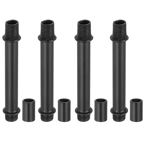 Image of PATIKIL Straight Pipe Lamp Stems Rod Kit, 4Set M10 Carbon Steel 70mm(2.76 inch) Long Double End Thread Rod with Coupling Nuts Sleeve Connector for Table Lamps Chandeliers, Black