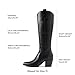 DREAM PAIRS Womens Cowboy Boots Wide Calf Comfortable Pull On Zipper Chunky Heel Pointed Toe Embroidered Western Cowgirl Knee High Boots Ladies Retro Tall Boot,Size 7.5,Black/Pu,SDKB224W
