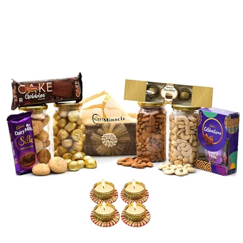 Image of NUTRI MIRACLE Diwali Dry Fruits and Nuts Gift Pack | Guests Corporate Office Gifting | Diwali Card