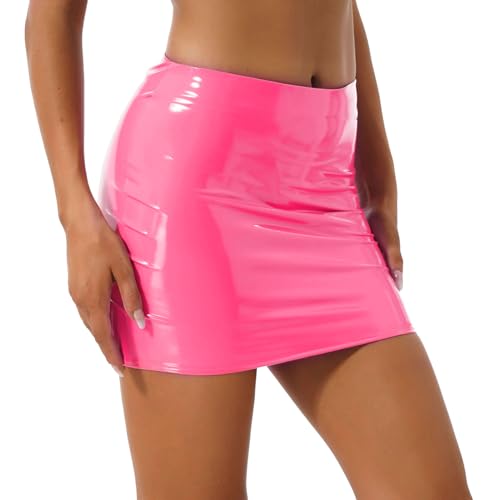 Women's Wetlook PU Leather Latex Micro Mini Hip Skirt Nightout Wear Bodycon Ultrashort Skirts2