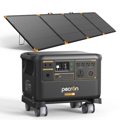 Image of PECRON F5000LFP Power Station with 500W Solar Panel, 5120Wh Solar Generator with 7200W AC Output, 120V /240V Dual Voltage, Expandable to 35.8kWh, LiFePO4 Battery for Emergency, Home Use