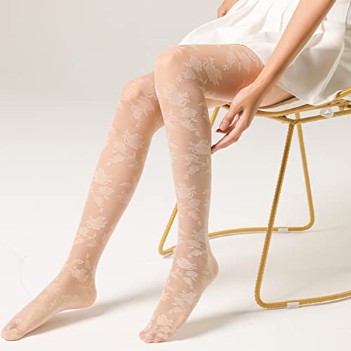 Sahabowi Women Pantyhose, Sheer High Waist Mesh Tights, Control Top Stockings, Super Elasticity&Thin (LW2021041132-02, Nude, 1pc)3