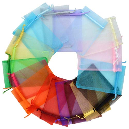 Tojwi VY-B733-7BMD 50Pcs Organza Bags-Mix Color 3.54''X4.33''(9X11Cm) Satin Drawstring Organza Pouch Wedding Party Favor Gift Bag Jewelry Watch Bags thumb #2