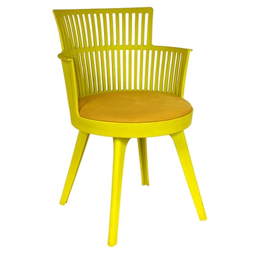 Image of Creative Accent Cafe Chair Vibrant and Eye-catching, These Yellow armchairs Feature an Open slatted Back, Supportive armrests, and Cushioned Seats Perfect for Dining | CS-1221 /P2 (Yellow)