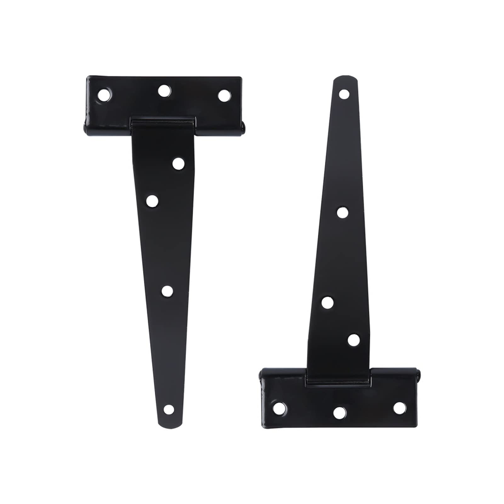 2PCS 6 Inches T Shape Rustproof Iron Light Duty Shed Hinge DIY,Gate Strap Hinge Door Gates Hinges (Black)