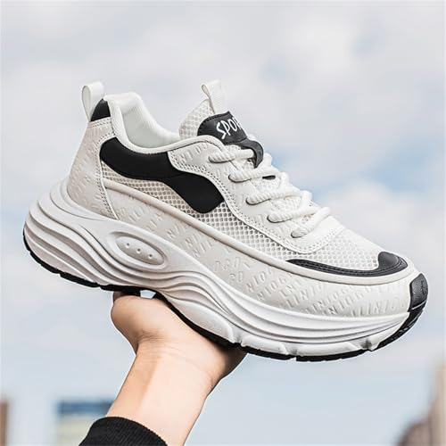 Fashion Breathable Mesh Lace Up Chunky Platform Sneakers for Mens Lightweight Non-Slip Round Toe Walking Running Casual Sport Gym Sneakers3