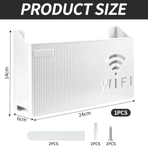 1-Teilige Router-Aufbewahrungsbox, Ausgestattet Mit 3 M Kleber Und Schrauben, Wandmontierte Aufbewahrungsbox, Innendekorations-Aufbewahrungsregal, Wandmontiertes Wohnzimmer-Aufbewahrungsregal