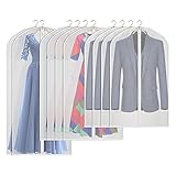 Univivi Garment Bags Lightweight Translucent Full Zipper Suit Bags (Set of 10) Hanging Dress Bag...
