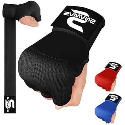 SAWANS Boxing Hand Wraps Inner Gloves for Hand Protection Long Wrist Straps Elasticated, Padded Martial Arts Combat Gloves Punching Bag Training Gel Mitts Muay Thai MMA