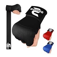 Box-Handbandagen Innenhandschuhe zum Schutz der Hände Lange Handgelenkriemen elastisch gepolstert Kampfsport-Kampfhandschuhe Boxsack-Trainings-Gel-Pratzen Muay Thai MMA Kinder (Schwarz, S/M)