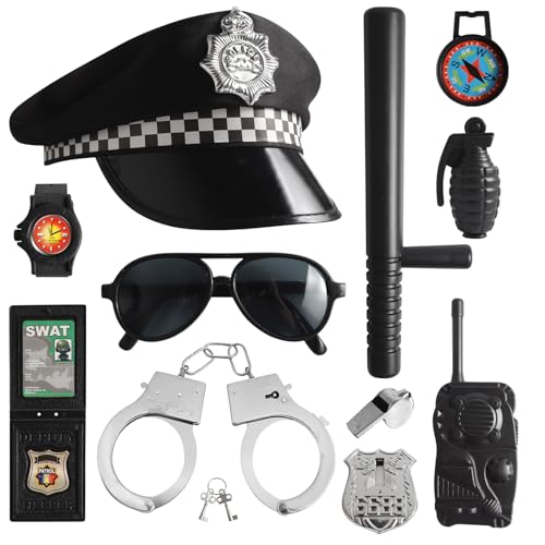 Disfraz de la policía para niños, accesorios de juego de roles policiales, Juego de juego de roles de juguetes policiales para Halloween-RankMeideParty, disfraz de la policía para niños y niñas