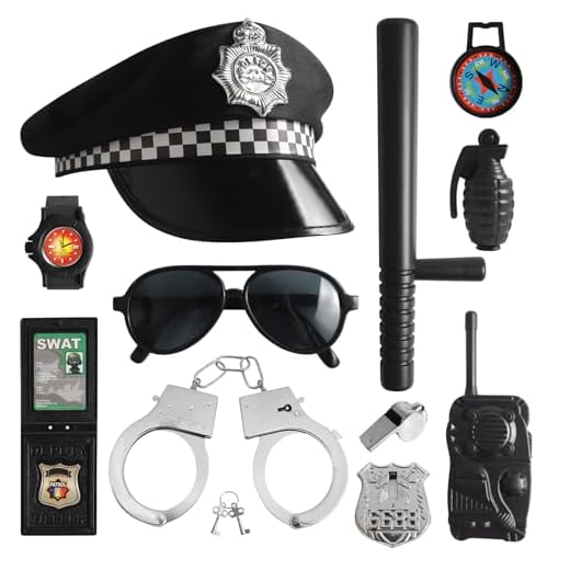 Disfraz de la policía para niños, accesorios de juego de roles policiales, Juego de juego de roles de juguetes policiales para Halloween-RankMeideParty, disfraz de la policía para niños y niñas
