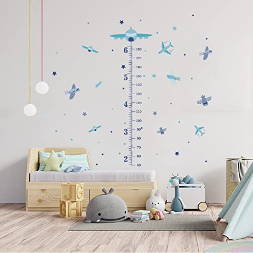 Superdant 3Pcs/Set Family Height Growth Chart Wall Sticker Airplane Star Self-Adhesive Height Wall Sticker For Bedoom Nursery Living Room Decor 38"X15" #TOP3