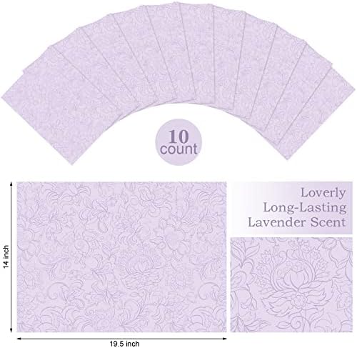 10 Sheets Drawer Liners for Dresser Scented Drawer Liners Non Adhesive Scented Paper for Fragrant Home Shelf Closet(Lavender,Cute Pattern)