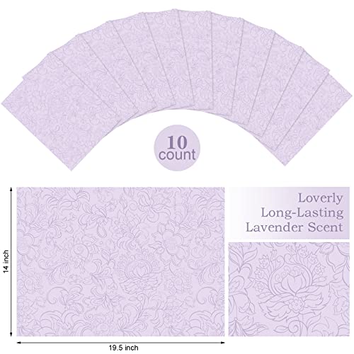 10 Sheets Drawer Liners for Dresser Scented Drawer Liners Non Adhesive Scented Paper for Fragrant Home Shelf Closet(Lavender,Cute Pattern)
