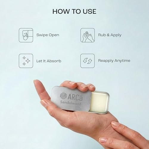 Image of ARCa SandalWood Unisex Solid Perfume | Alcohol Free & Non-Greasy Solid Perfume | Long-Lasting Sandalwood Perfume | Pocket Perfume for Men & Women | Perfume Gifting Pack for Him & Her