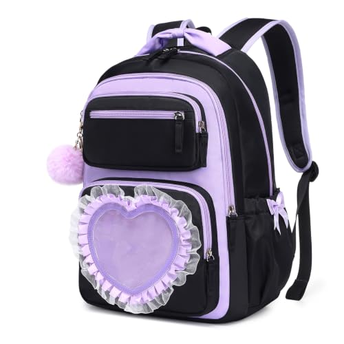 Sisipoet Cartable Fille Primaire avec Fenêtre en Forme de Cœur pour École