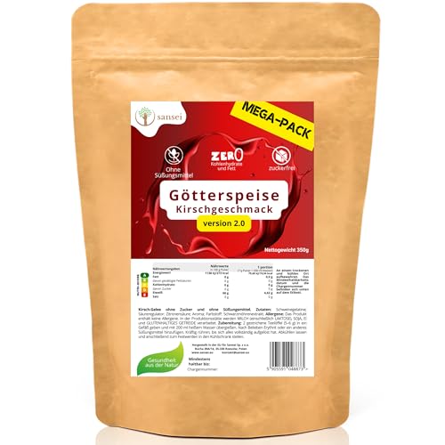 SANSEI Zuckerfreie Götterspeise – Ohne Zucker & Süßungsmittel – Low Carb Dessert – 1 Portion (7 g) – Kalorienarm (Kirsche)
