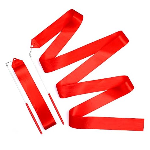 KINBOM 2 Piezas Cintas de Baile, 2 m Cinta Baile Giratoria Larga Cinta de Gimnasia para Cinta Baile Artistico de Niña Entrenamiento Fiesta, con Varita de Bailarina de Cinta (Rojo)