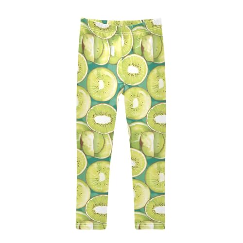 Green Kiwi Lime Oil Painting Girls Legging Casual High Waisted Yoga Pants Sports