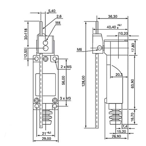 Micro-interrupteur de limite TZ-8107 avec levier à tige flexible - 3
