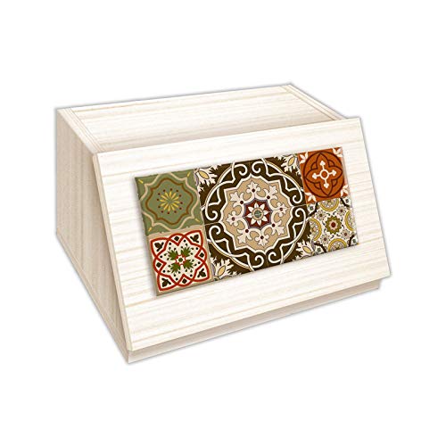 Lupia - Panera de Madera con decoración Azules marrón Shabby 30 x 40 x 20 cm,...