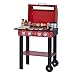 Teamson Kids Little Helper Backyard Pretend Propane BBQ Grill Interactive Wooden Play Set with Accessories and Storage Space for Easy Clean Up, Red