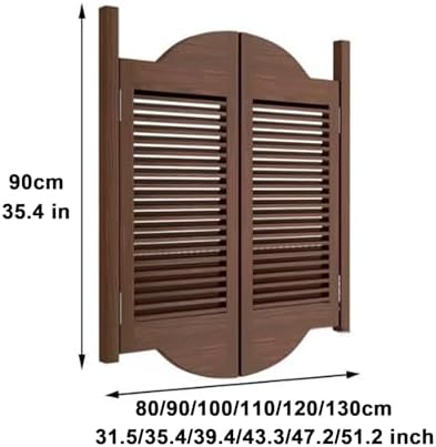 Rustic Wood Louvered Swing Door for Kitchen, Bathroom & Laundry Room - 180° Opening, Durable Hinged Design, Stylish Doorway Solution, Vintage Charm & Space-Saving Feature