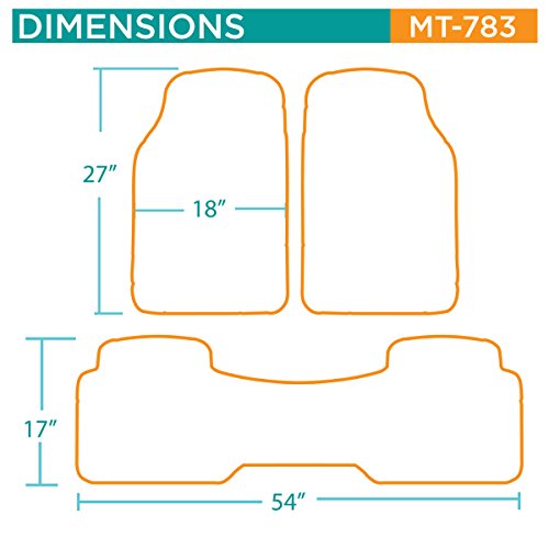 Bdk Proliner Heavy Duty Rubber Floor Mats For Auto - All Weather Protection Liners 3 Pc Set (Tan Beige) #TOP7