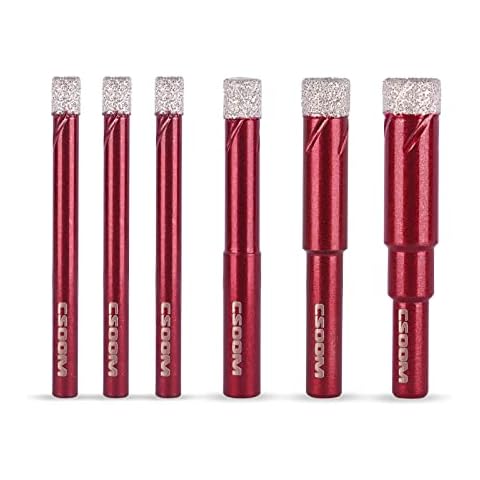 CSOOM Professional Grade Dry Diamond Drill Bit Set - 5 Pieces Shank Sizes of 1/4"*3, 5/16", 3/8", and 1/2" for Granite, Ceramic, Marble, Tile, Glass, and Hard Materials (Not for Wood) Cover