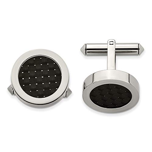 Titanium Polished Black Carbon Fiber Cuff Links Measures 18X18Mm Wide Jewelry Gifts For Men #TOP27