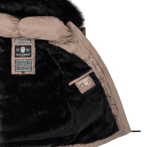 Navahoo warme Damen Winter Jacke Parka Mantel Stepp Kurzjacke gefüttert B301 [B301-Taupe-Grey-Gr.L]