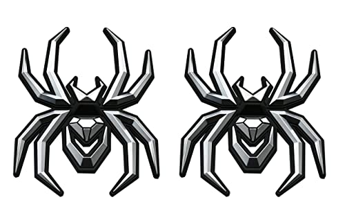 2Pcs Custom New Spider Emblems 3D Fender Rear Door Badges Sticker Replacement For F-150 Silverado Sierra Ram Black Widow Edition (Chrome) #TOP25