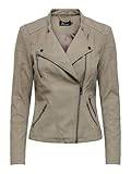 Only Onlava Faux Cuir Biker Otw Noos Veste, Femme, Weathered Teak, 32