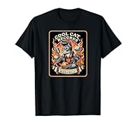 Rockabilly retro flames dice and vintage music lovers and rock n roll fans. Cool tattoo-style illustration featuring a pompadour kitty bringing classic rockabilly energy and rebellious Americana charm Perfect gift idea for guitar players retro fashio...