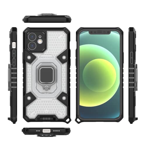 Image of Tough Armor Bumper Back Case Cover for iPhone 12 | Ring Holder & Kickstand in-Built | 360 Degree Protection Back Case Cover for iPhone 12 (Transparent)