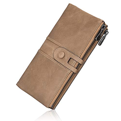 Roulens Portafogli da donna in vera pelle, multifunzione, sottile, con