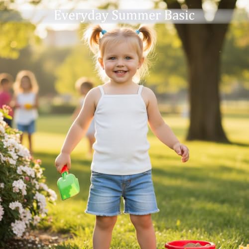 Image of ROMPERINBOX Toddler Tank Tops Girls Spaghetti Strap Ribbed Knit 3 Pack Sleeveless Casual Basic Cami Top for 12M-4T