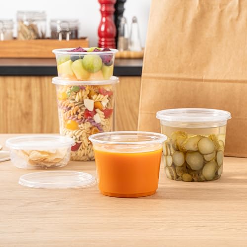 Restaurantware Deli Containers 50 Pack of 16 oz Plastic Deli Containers Stackable Freezer-Safe Clear Greaseproof Cups for Hot and Cold Foods, Take Out, Meal Prep, Portion Control by Restaurantware - Used condition - Image 9