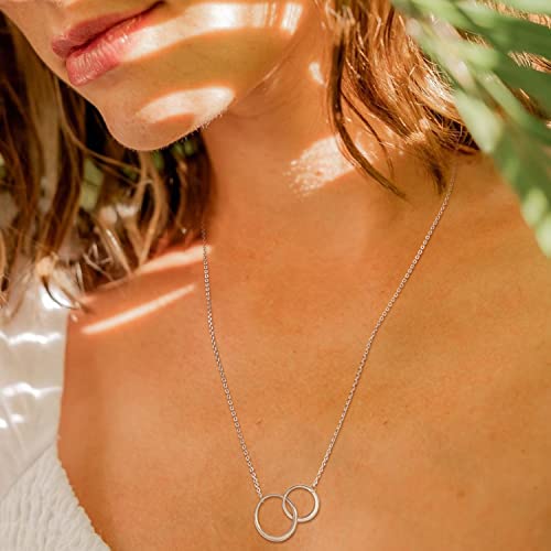 Soul Sister Necklace Bff Long Distance Friends Forever Friendship Gift Sterling Silver 2 Interlocking Infinity Double Circles Pendant Necklace Necklace With Meaningful Message #TOP2