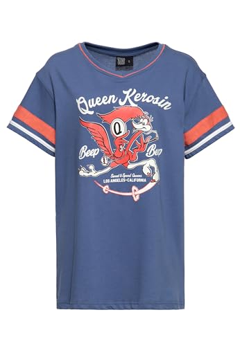 Queen Kerosin Damen T-Shirt College Style Collegiate Tee Retro Vintage Roadrunner Los Angeles California Baseball American Football Beep Beep