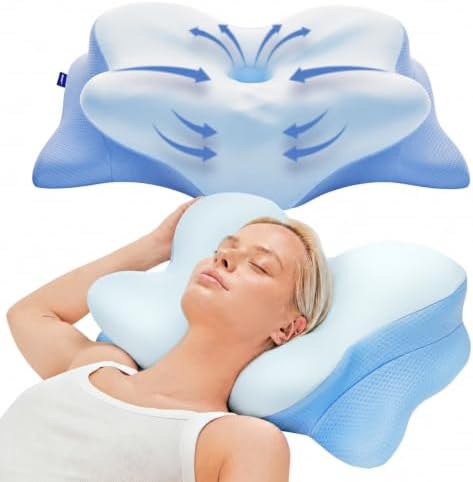 Derila Ergo Schmetterlingskissen, Memory Foam Nackenkissen Seitenschläfer | 54 x 36 x 12 cm, Memory Foam, kühlender Effekt, für Seiten-, Rücken- und Bauchschläfer, 1er Pack